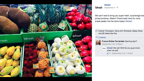 bfresh 'Surprisingly-Low-Priced Produce' Facebook Update
